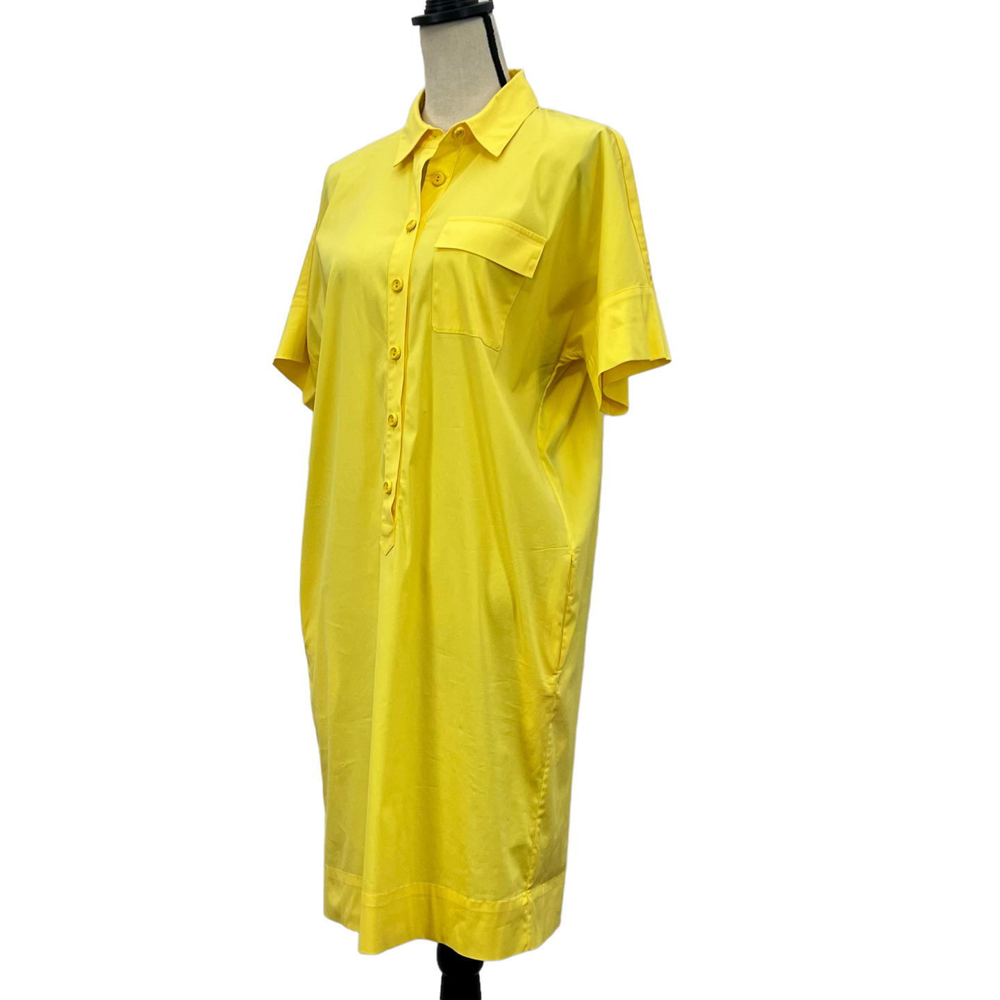 Vintage Yellow Shirtdress with Pockets Size Medium/Large Made in USA