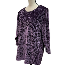 Load image into Gallery viewer, Umgee Boho Purple Pleat Shoulder Velvet Long Sleeve Top Size Medium
