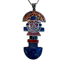 Load image into Gallery viewer, Vintage Native American Lapis Tumi Pendant 950 Silver
