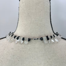 Load image into Gallery viewer, Vintage Rock Crystal and Onyx Fringe Necklace 18&quot;
