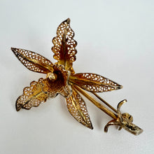 Load image into Gallery viewer, Filigree Orchid Brooch Sterling Silver Portugal
