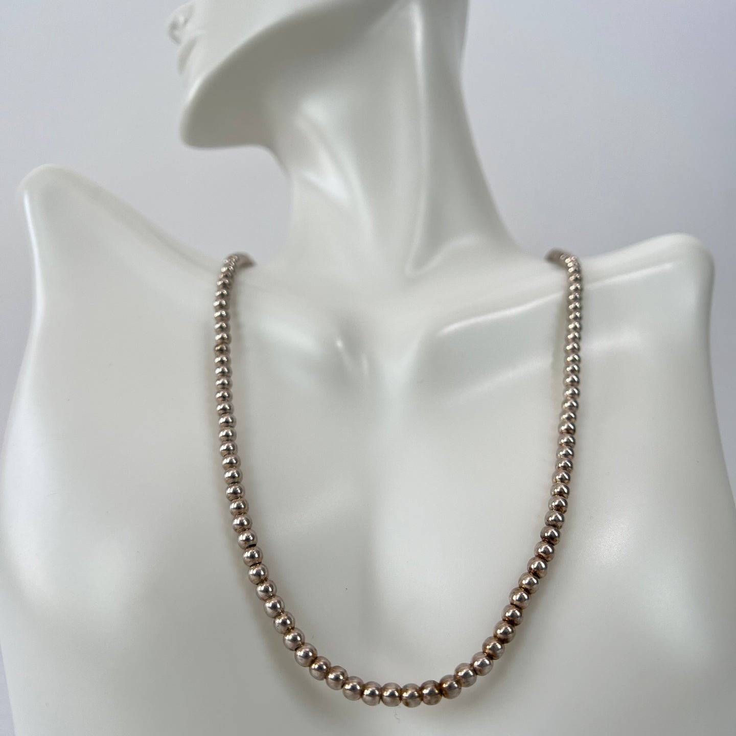 Vintage Italian Silver Bead Necklace 16