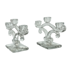 Load image into Gallery viewer, Vintage 3 Light Clear Glass Candelabras
