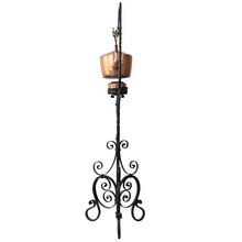 Load image into Gallery viewer, Antique Copper Tea Kettle on Wrought Iron Stand
