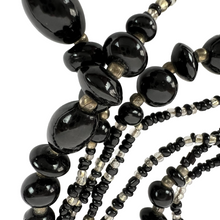 Load image into Gallery viewer, Antique Black Seed Bead Station Necklace Extra Long 60&quot;
