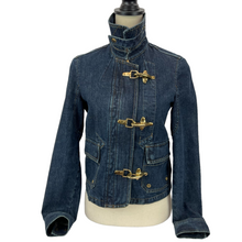 Load image into Gallery viewer, Lauren Denim Jacket with Horse Bit Button Closure Size XS
