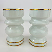 Load image into Gallery viewer, Vintage Shafford White &amp; Gold Candlestick Holder Set
