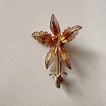 Load image into Gallery viewer, Filigree Orchid Brooch Sterling Silver Portugal
