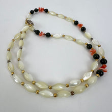 Load image into Gallery viewer, Vintage Jade Coral Mother of Pearl Bead Necklace 26&quot;
