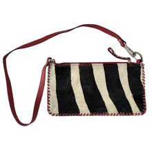 Load image into Gallery viewer, CECCONI PIERO Zebra Print Fur Handbag Red Trim Made in Italy
