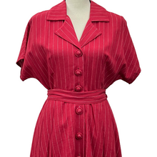 Load image into Gallery viewer, J. Peterman Fit and Flare Red Pinstripe Dress Size 8

