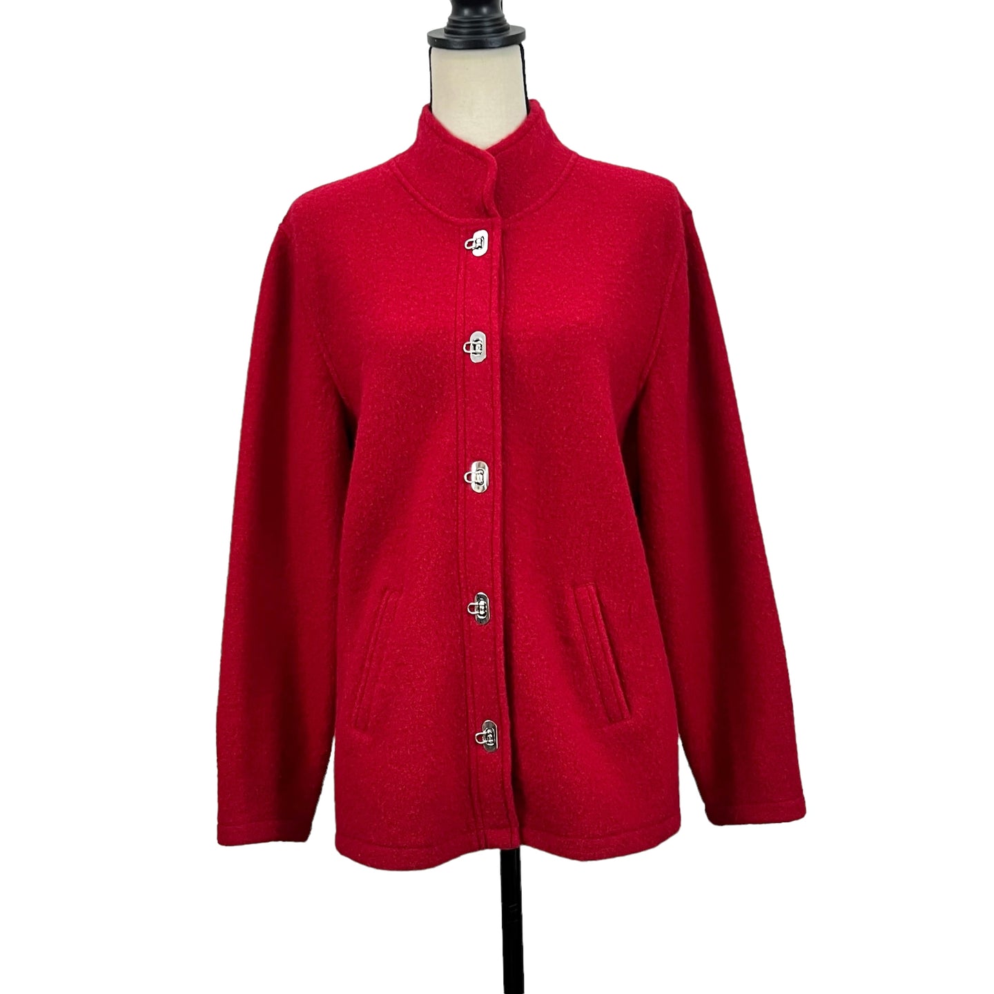 Vintage Talbots Petites Red Wool Sweater Jacket Size Medium