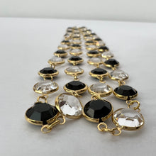 Load image into Gallery viewer, Swarovski Crystal Black and Gold Bezel Continuous Necklace 34&quot;
