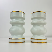 Load image into Gallery viewer, Vintage Shafford White &amp; Gold Candlestick Holder Set

