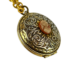 Load image into Gallery viewer, Vintage Cameo Locket Pendant Necklace 30&quot;
