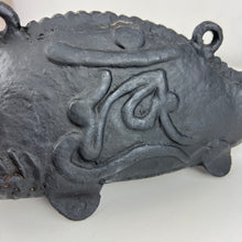 Load image into Gallery viewer, Cast Iron Fish Bell Okimono Meiji Taisho 13&quot; Japan  Antique
