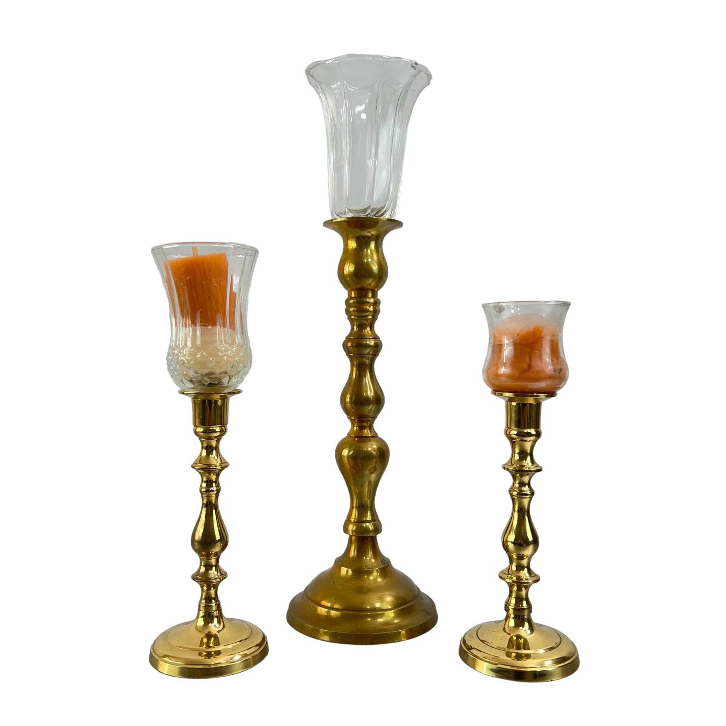 Vintage Brass Candlestick Trio