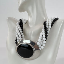 Load image into Gallery viewer, 80s Ben Amun Black Onyx Silver Pendant Collar Necklace
