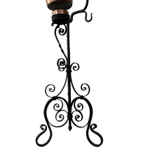 Load image into Gallery viewer, Antique Copper Tea Kettle on Wrought Iron Stand

