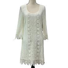 Load image into Gallery viewer, Laundry Knee Length Ivory Lace Boho Flute Sleeve Dress Size Medium
