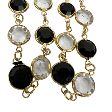 Load image into Gallery viewer, Swarovski Crystal Black and Gold Bezel Continuous Necklace 34&quot;
