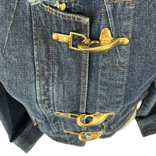 Load image into Gallery viewer, Lauren Denim Jacket with Horse Bit Button Closure Size XS
