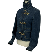 Load image into Gallery viewer, Lauren Denim Jacket with Horse Bit Button Closure Size XS
