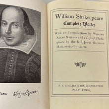 Load image into Gallery viewer, Shakespeare&#39;s Complete Works Vintage 1925 P. F. Collier &amp; Son Co. Leather Binding.
