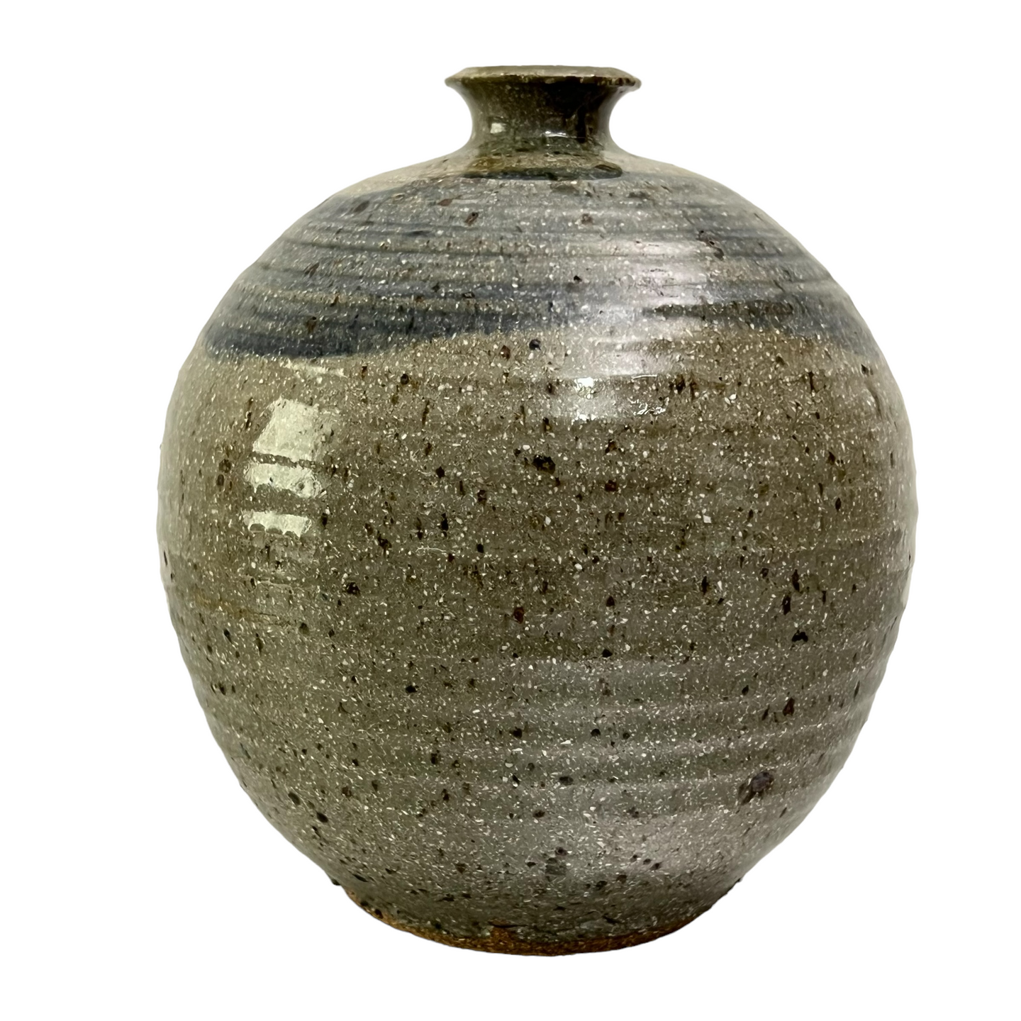 Signed Round Glazed Stoneware Pottery Vase