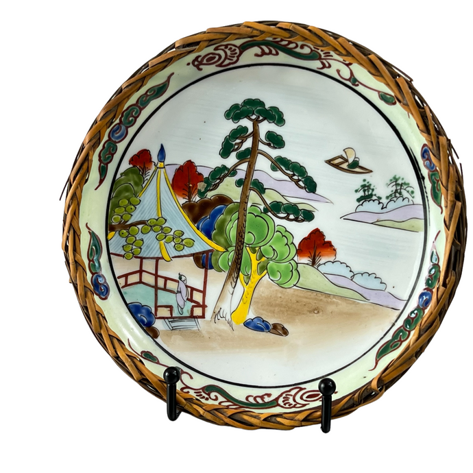Vintage Hand-painted Coastal Country Scene Japan Souvenir Plate 7.5