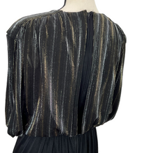 Load image into Gallery viewer, Vintage Pleat Shoulder Metallic Top Dress Size Small
