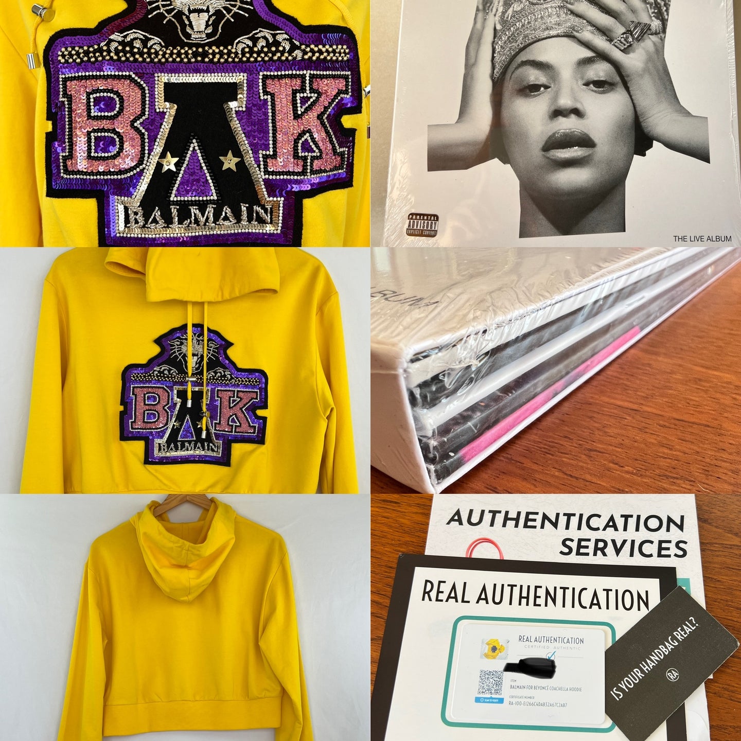 Balmain x Beyoncé Limited Edition Yellow Hoodie Size Medium Authenticated