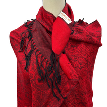 Load image into Gallery viewer, 100% Pashmina Paisley Print Fringed Wrap Scarf 76&quot;
