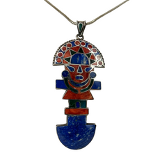 Load image into Gallery viewer, Vintage Native American Lapis Tumi Pendant 950 Silver
