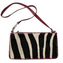 Load image into Gallery viewer, CECCONI PIERO Zebra Print Fur Handbag Red Trim Made in Italy
